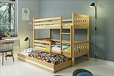 Patrová postel CARINO s přistýlkou - barva přírodní
