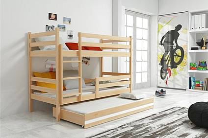 Patrová postel ERYK s přistýlkou 160 cm- barva přírodní