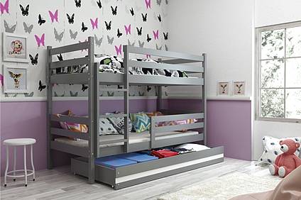 Patrová postel ERYK se šuplíkem 160 cm - barva grafit