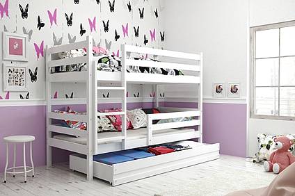 Patrová postel ERYK se šuplíkem 190 cm - barva bílá