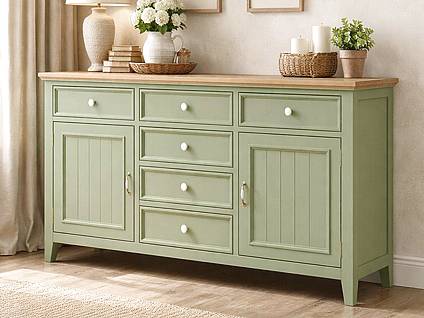 Provensálská komoda LEVANDE K2P SLIM z masivu olivová