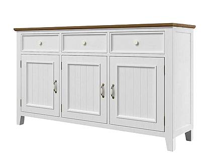 Provensálská komoda LEVANDE K3P SLIM z masivu bílá