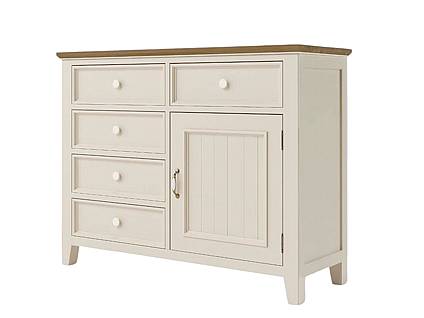 Provensálská komoda LEVANDE K7P SLIM z masivu krémová