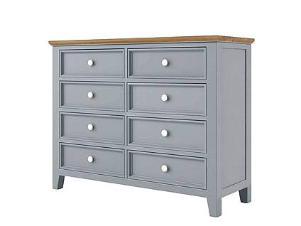 Provensálská komoda LEVANDE K8P SLIM z masivu: šedomodrá