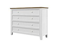 Provensálská komoda LEVANDE K8P4S SLIM z masivu: bílá