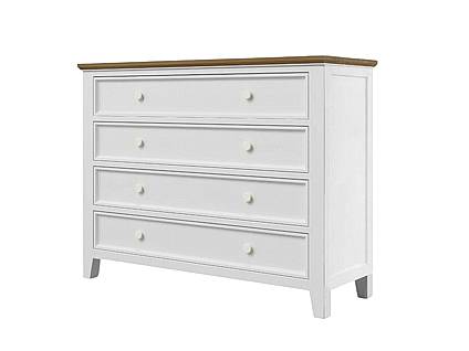 Provensálská komoda LEVANDE K8P4S SLIM z masivu: bílá