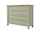 Provensálská komoda LEVANDE K8P4S SLIM z masivu olivová