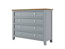 Provensálská komoda LEVANDE K8P4S SLIM z masivu: šedomodrá