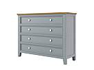 Provensálská komoda LEVANDE K8P4S SLIM z masivu: šedomodrá