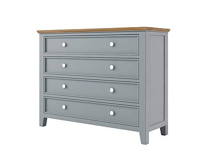 Provensálská komoda LEVANDE K8P4S SLIM z masivu: šedomodrá