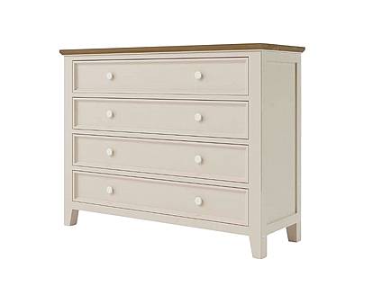 Provensálská komoda LEVANDE K8P4S z masivu: krémová