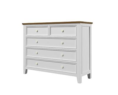 Provensálská komoda LEVANDE K8P5S z masivu bílá