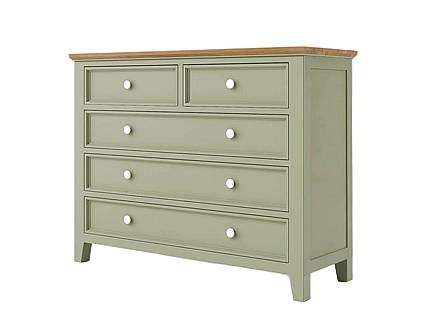 Provensálská komoda LEVANDE K8P5S z masivu: olivová