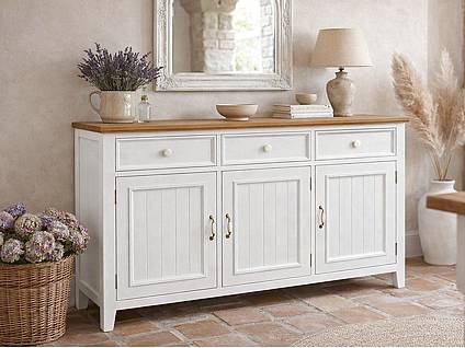 Provensálská komoda LEVANDE SLIM K3P z masivu bílá