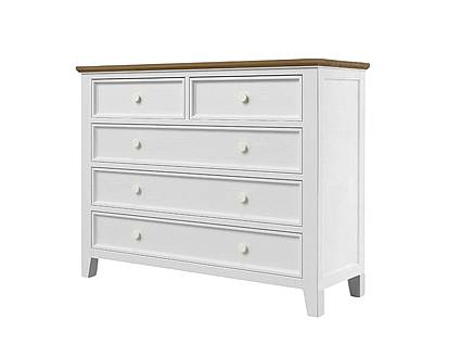 Provensálská komoda LEVANDE SLIM K8P5S z masivu: bílá
