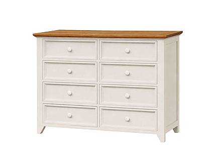 Provensálská komoda PROVENCE K8P SLIM z masivu: krémová