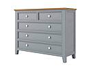 Provensálská komoda PROVENCE K8P5S SLIM z masivu šedomodrá