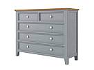 Provensálská komoda PROVENCE K8P5S SLIM z masivu šedomodrá
