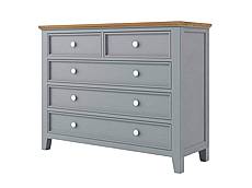 Provensálská komoda PROVENCE K8P5S SLIM z masivu šedomodrá