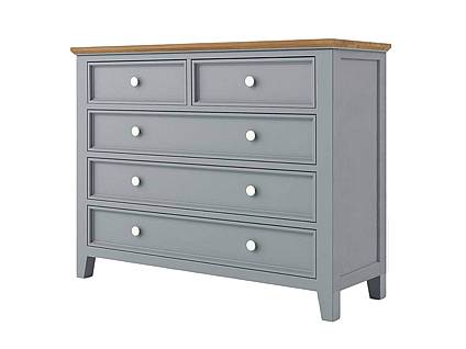 Provensálská komoda PROVENCE K8P5S SLIM z masivu šedomodrá