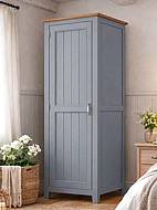 Provensálská skříň LEVANDE SLIM W1P se šatní tyčí šedomodrá