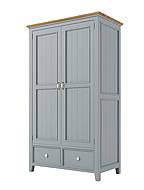 Provensálská skříň LEVANDE W6P se šatní tyčí šedomodra