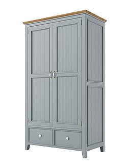 Provensálská skříň LEVANDE W6P se šatní tyčí šedomodra