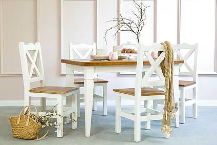 Rustikální jídelní stůl Classic Wood WHITE MES03A 120X80 cm
