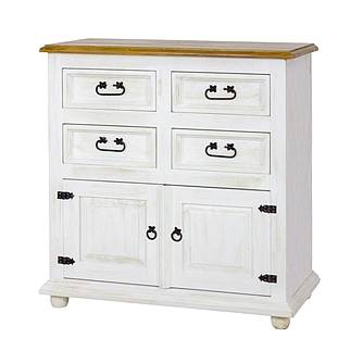 Rustikální komoda Classic Wood WHITE COM106