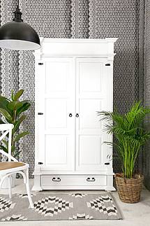 Rustikální šatní skříň Classic Wood WHITE SZY04/B