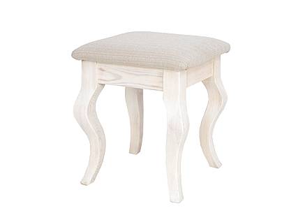 Rustikální taburet Classic Wood WHITE LUD16 čalouněný