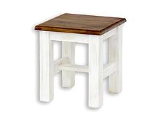 Rustikální taburet Classic Wood WHITE SIL21