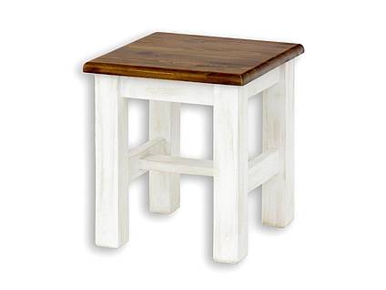 Rustikální taburet Classic Wood WHITE SIL21