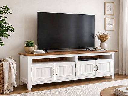 TV stolek LEVANDE AIR K5P s dubovou deskou :bílý