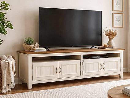 TV stolek LEVANDE AIR K5P z masivu krémový