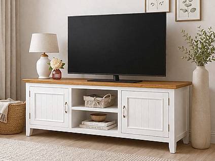 TV stolek LEVANDE bílý K6P SLIM s dubovou deskou:bílá