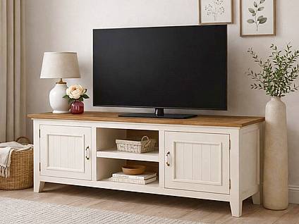 TV stolek Provence SLIM K6P z masivu krémový