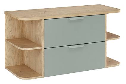 Umyvadlová skříňka ASTER 100 cm zelená/dub cremona s regály