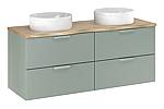 Umyvadlová skříňka do koupelny ASTER 120 cm zelená/dub cremona s umyvadly