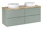 Umyvadlová skříňka do koupelny ASTER 120 cm zelená/dub cremona s umyvadly