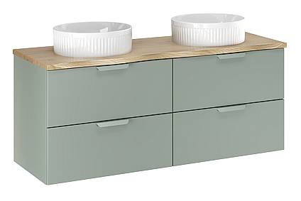 Umyvadlová skříňka do koupelny ASTER 120 cm zelená/dub cremona s umyvadly