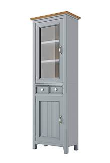 Vitrína LEVANDE SLIM W4P z masivu SKLADEM šedomodrá