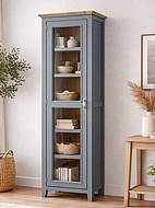 Vitrína LEVANDE SLIM W7P šedomodrá