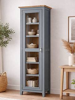 Vitrína LEVANDE SLIM W7P šedomodrá