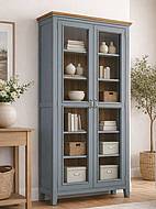 Vitrína LEVANDE SLIM W8P šedomodrá