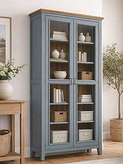 Vitrína LEVANDE SLIM W8P šedomodrá