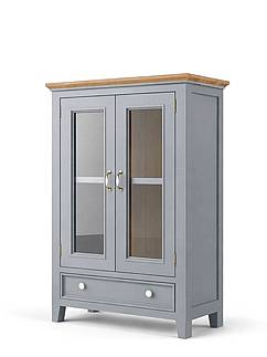 Vitrína LEVANDE W10P SLIM z masivu šedomodrá