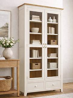 Vitrína LEVANDE W9P AIR z masivu krémová