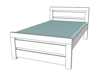 Vysoká postel z masivu Rhino I, šířka 120 cm - bílá