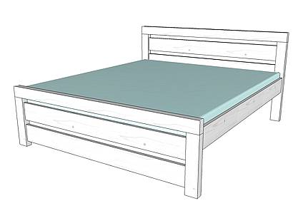 Vysoká postel z masivu Rhino I, šířka 180 cm - bílá